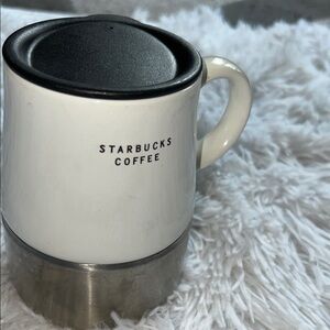 Starbucks Black and White Mug with Silver Base